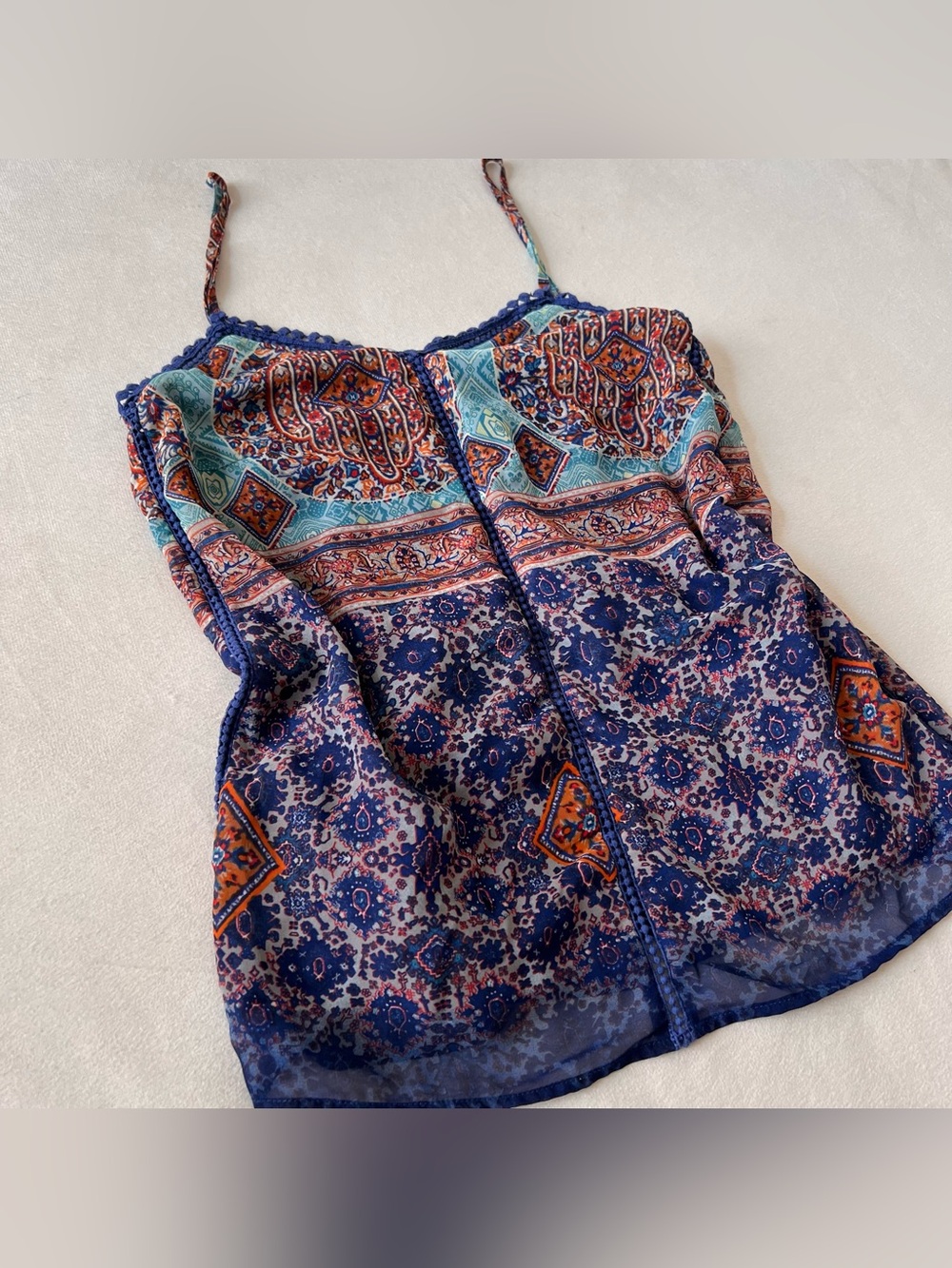 Collective Concepts Blue Multi Paisley Print Cami Top